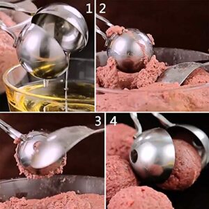 Meat Baller, 2 PCS None-Stick Meatball Maker with Detachable Anti-Slip Handles, Stainless Steel Meat Baller Tongs, Cake Pop, Ice Tongs, Cookie Dough Scoop for Kitchen (1.38"&1.78")