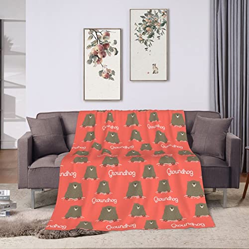 Groundhog Day Fleece Blanket Throw Blanket, Ultra-Soft Cozy Micro Fleece Blanket for Sofa, Couch, Bed, Camping, Travel, & Car Use-All Seasons Suitable 50"X40"