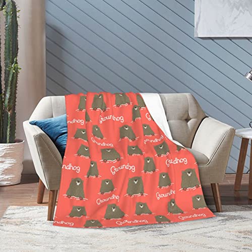 Groundhog Day Fleece Blanket Throw Blanket, Ultra-Soft Cozy Micro Fleece Blanket for Sofa, Couch, Bed, Camping, Travel, & Car Use-All Seasons Suitable 50"X40"