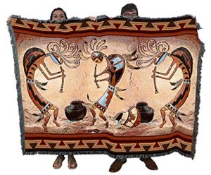 pure country weavers kokopelli pot dance blanket by roger kull - southwest art - gift tapestry throw woven from cotton - made in the usa (72x54)