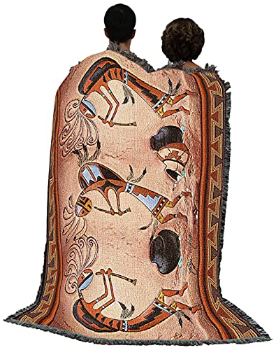 Pure Country Weavers Kokopelli Pot Dance Blanket by Roger Kull - Southwest Art - Gift Tapestry Throw Woven from Cotton - Made in The USA (72x54)