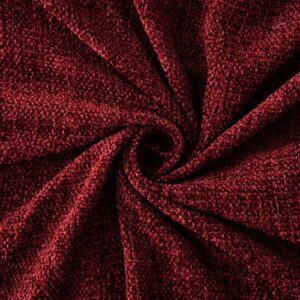 BATTILO HOME Burgundy Chenille Throw Blanket for Couch, Decorative Fringe Velvety Red Throw Blanket for Sofa Home Décor, 50"x60"