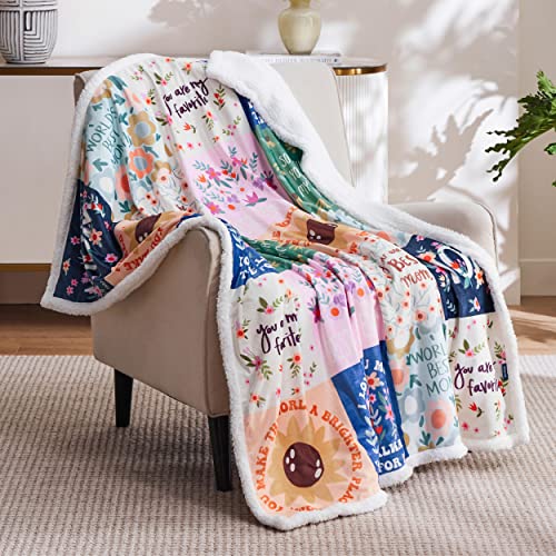 Bedsure Gifts for Mom, Dauhters, Grandma, Wife, Mom Blanket from Daughter, Husband, Son, Gifts for Anniversary Mom Birthday Gifts, Soft Patchwork Throw Blanket 60" × 50"