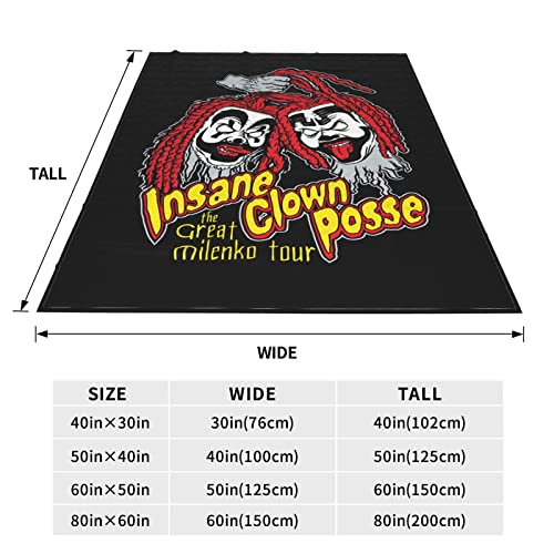 Insane Hip Clown Hop Posse Throw Blankets Flannel Blanket Lightweight Throw Blanket for Couch Bed Soft Warm Cozy 80"x60"