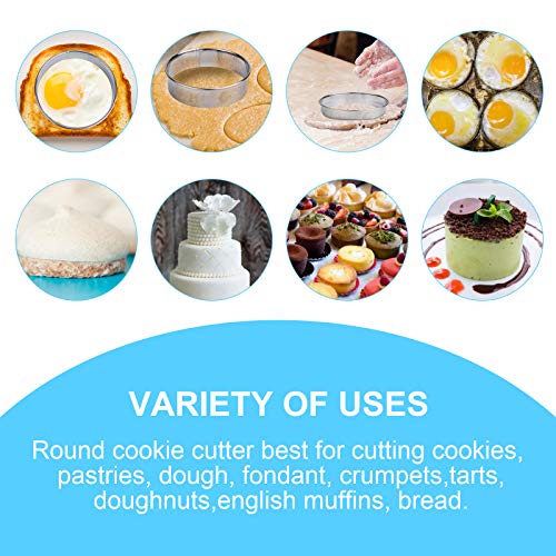 12 Pcs Donut Hole Cookie Biscuit Cutter Set for Baking, Graduated Doughnut Round Cookie Cutters, Metal Scone Circle Cookie Cutters for Frying, Biscuits Ring Molds for Cooking Cake(1-4.4 Inch) HAHAYOO