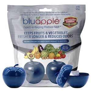 bluapple produce freshness saver balls with carbon - extend life of fruits and vegetables by absorbing ethylene gas - keeps produce fresher longer and also absorbs odors from the refrigerator
