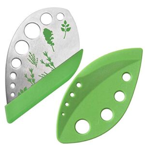 2 pack herb stripper tool 9 holes stainless steel kale leaf stripping zip tools, curved edge can be used as a kitchen gadgets