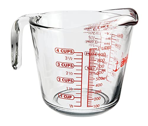 Anchor Hocking Glass Measuring Cup, 4 Pieces, Set Includes 5 oz, 1-cup, 2-cup, 4-cup