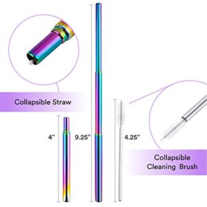 Eco-Pals | Collapsible Straw Travel Straw with Soft Silicone Mouthpiece, Reusable Straws with Case | Stainless Steel Straws Drinking Reusable | Dishwasher Safe | +1 Straw Cleaning Brush (Unicorn)