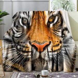 flannel blankets, warm decor fleece throw blanket soft couch for sofa bed 50"x60" (tiger)