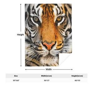 Flannel Blankets, Warm Decor Fleece Throw Blanket Soft Couch for Sofa Bed 50"X60" (Tiger)