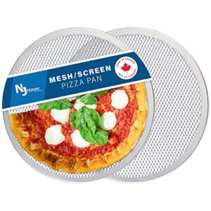 Norjac Pizza Baking Screen, 14 Inch, 2 Pack, Seamless, Restaurant-Grade Aluminum.