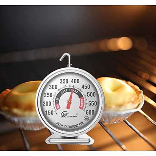 KT THERMO 3" Large Oven Thermometers NSF Accurately- Large Rotary Hook & Easy to Read Large Reading Number Shows Marked Temperature for Kitchen Food Cooking