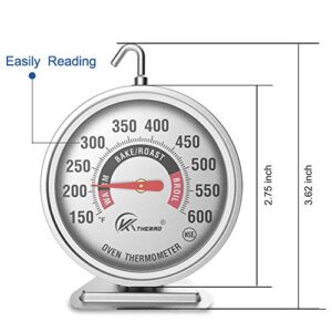 KT THERMO 3" Large Oven Thermometers NSF Accurately- Large Rotary Hook & Easy to Read Large Reading Number Shows Marked Temperature for Kitchen Food Cooking