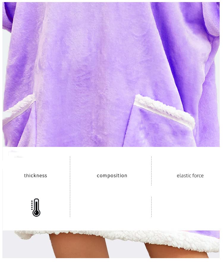 GIVDDAE Oversized Wearable Blanket Hoodie Wearable Blanket Sweatshirt for Women and Men Purple