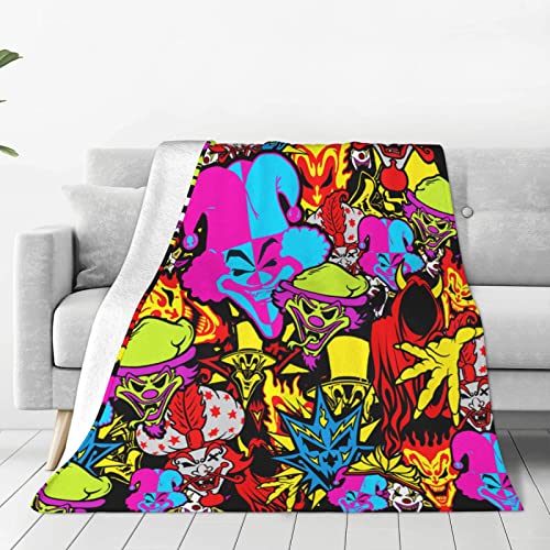 Insane Hip Clown Hop Posse Throw Blankets Flannel Blanket Lightweight Throw Blanket for Couch Bed Soft Warm Cozy 50"x40"