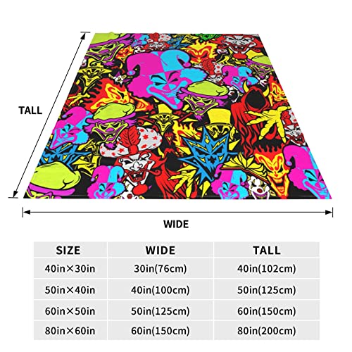 Insane Hip Clown Hop Posse Throw Blankets Flannel Blanket Lightweight Throw Blanket for Couch Bed Soft Warm Cozy 50"x40"