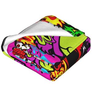 Insane Hip Clown Hop Posse Throw Blankets Flannel Blanket Lightweight Throw Blanket for Couch Bed Soft Warm Cozy 50"x40"