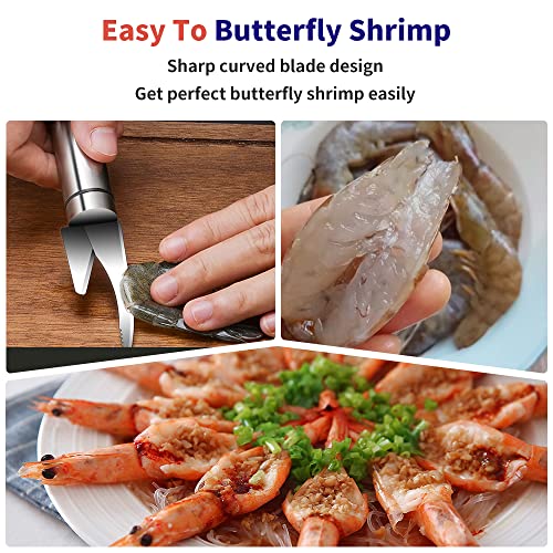 ADORAMBLING Shrimp Deveiner Tool, Stainless Steel Shrimp Cleaner, Shrimp Peeler and Deveiner Tool, Efficient Shrimp Deveiner for Chefs and Shrimp Lovers, Portable Shrimp Knife, Shrimp Cleaning Tool