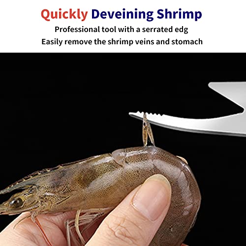 ADORAMBLING Shrimp Deveiner Tool, Stainless Steel Shrimp Cleaner, Shrimp Peeler and Deveiner Tool, Efficient Shrimp Deveiner for Chefs and Shrimp Lovers, Portable Shrimp Knife, Shrimp Cleaning Tool