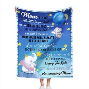 New Mom Throw Blanket, Soft Elephant Flannel Blankets for New Pregnancy Gifts, Postpartum Gifts for Mom, Best Gift for New Mommy After Birth, First Time Mom Gift, Best, 50x60 Inches