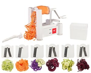 paderno world cuisine 6-blade vegetable slicer / spiralizer, counter-mounted and includes 6 different stainless steel blades