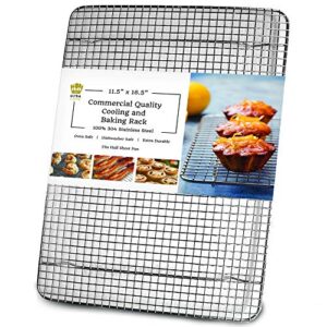 ultra cuisine cooling rack for baking and cooking - 100% stainless steel wire cooling rack, food-safe, dishwasher-safe, heavy duty - 11.5" x 16.5" - tight-wire baking rack fits half sheet pans