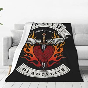 bon rock band jovi throw blankets flannel blanket lightweight throw blanket for couch bed soft warm cozy 60"x50"