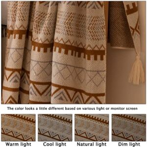 HT&PJ Knit Throw Blanket Boho Throw Blanket with Tassels Super Soft Warm Cozy Decorative Blanket for Bed, Sofa, Couch, Living Room All Seasons-Brown, 50"×60"