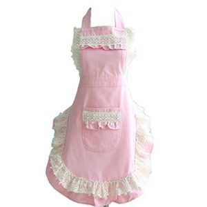 hyzrz lovely home work adjustable apron cake kitchen cooking women girls aprons with pocket for gift, pink