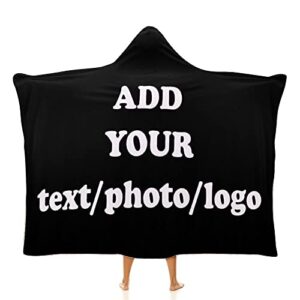 jkser custom hooded blankets, personalized wearable blanket with pictures and text, flannel gift for family, best friend, lover or wife, variety of colors can be selected 40 inx 50in, 40inx50in