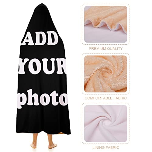 JKSER Custom Hooded Blankets, Personalized Wearable Blanket with Pictures and Text, Flannel Gift for Family, Best Friend, Lover or Wife, Variety of Colors can be Selected 40 Inx 50In, 40Inx50In