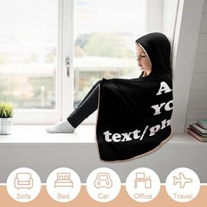 JKSER Custom Hooded Blankets, Personalized Wearable Blanket with Pictures and Text, Flannel Gift for Family, Best Friend, Lover or Wife, Variety of Colors can be Selected 40 Inx 50In, 40Inx50In