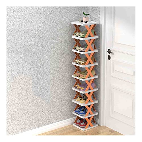 XUELF Vertical Shoe Tower, Narrow Corner Shoe Rack, Space Saving Shoe Rack, DIY Free Standing Shoes Storage Organizer, for Small Entryway, Closet, Hallway, Easy Assembly