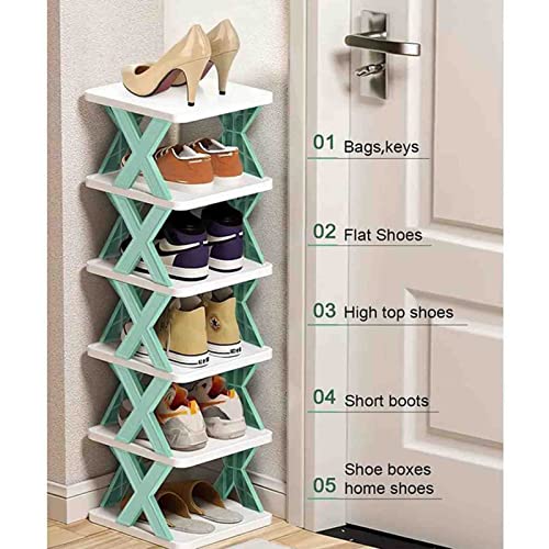 XUELF Vertical Shoe Tower, Narrow Corner Shoe Rack, Space Saving Shoe Rack, DIY Free Standing Shoes Storage Organizer, for Small Entryway, Closet, Hallway, Easy Assembly