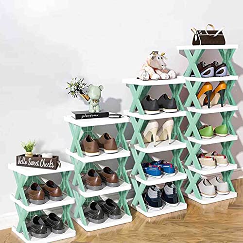 XUELF Vertical Shoe Tower, Narrow Corner Shoe Rack, Space Saving Shoe Rack, DIY Free Standing Shoes Storage Organizer, for Small Entryway, Closet, Hallway, Easy Assembly