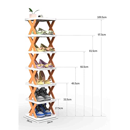 XUELF Vertical Shoe Tower, Narrow Corner Shoe Rack, Space Saving Shoe Rack, DIY Free Standing Shoes Storage Organizer, for Small Entryway, Closet, Hallway, Easy Assembly