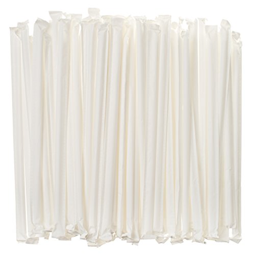 Crystalware Bulk Pack of 380 Flexible Plastic Drinking Straws - White, Individually Wrapped, Food-Safe BPA Free, 7.75 Inches Long (380 Straws)