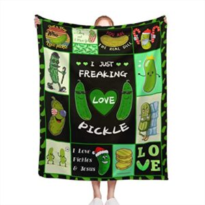 huglazy cute pickle throw blanket, plush sherpa fleece novelty food blanket throws for couch bed sofa travel, 54x70 funny blankets for adults size birthday for girls