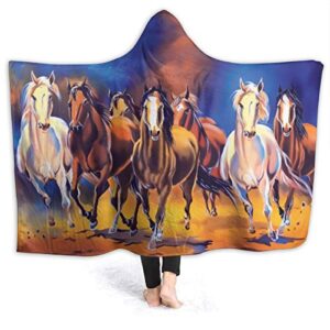 seven horses hoodie blanket wearable throw blankets for couch blanket hooded for baby kids men women