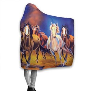 Seven Horses Hoodie Blanket Wearable Throw Blankets for Couch Blanket Hooded for Baby Kids Men Women