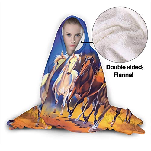 Seven Horses Hoodie Blanket Wearable Throw Blankets for Couch Blanket Hooded for Baby Kids Men Women