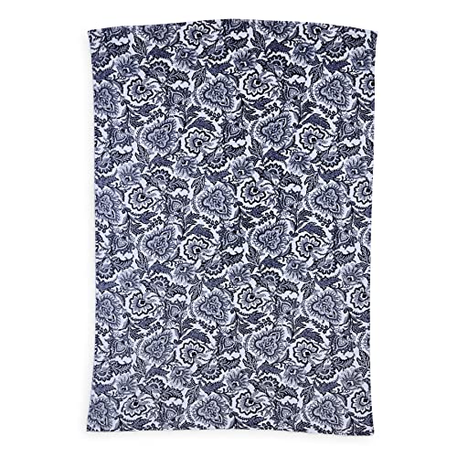 Vera Bradley Women's Oversized Fleece Plush Throw Blanket, Java Navy & White, Twin/Twin XL