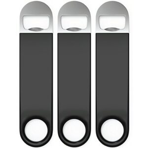 bartender bottle openers, beer bottle openers, speed openers 3 pack by premium cold one. professional grade: rubber coated, stainless steel. 7 inch