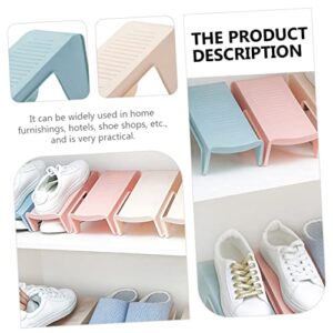 USHOBE 4pcs Double Layer Shoe Tray Sneaker Holder Clear Shoe Rack Shoe Rack Organizer Sneakers Holder Shoe Rack Holder Shoes Slots Rack Shoes Rack Shoes Shelf Storage Blue Pp Bracket