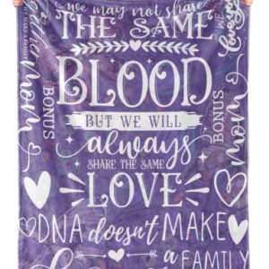 InnoBeta Bonus Mom Gifts, Bonus Mom Blanket, Stepmom Gifts, Mother's Day Birthday Gift for Stepmother, Bonus Mom, Stepmom, DNA Does Not Make A Family, Soft Throw Blanket 50"x65" - Purple