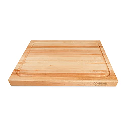 CONSDAN Cutting Board, USA Grown Hardwood, Butcher Block Hard Maple with Invisible Inner Handle, Prefinished with Food-Grade Oil, Suitable for Kitchen Edge Grain, 1-1/2" Thick, 20" L x 15" W