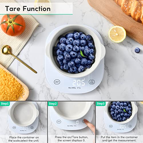 Arboleaf Food Scale Rechargeable, Kitchen Scale for Food Ounces and Grams, Smart Food Scale for Weight Loss, Small Digital Baking Food Scales for Kitchen Gift, USB Scale, 1g/0.1oz, 11lb/5kg