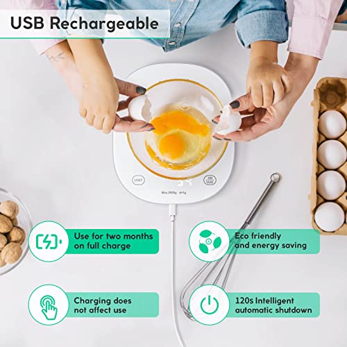 Arboleaf Food Scale Rechargeable, Kitchen Scale for Food Ounces and Grams, Smart Food Scale for Weight Loss, Small Digital Baking Food Scales for Kitchen Gift, USB Scale, 1g/0.1oz, 11lb/5kg