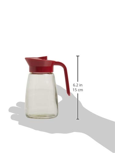 GoodCook 12 oz. Glass Syrup Dispenser with Lid, Clear/Red